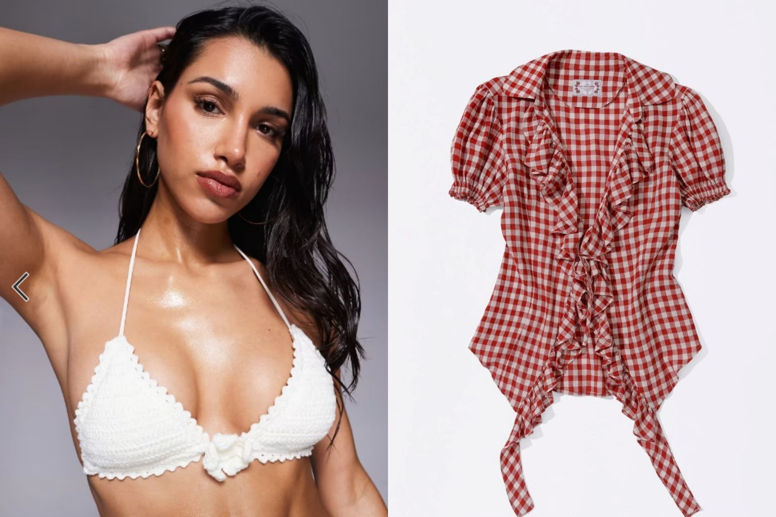 權恩妃選穿的比基尼、襯衫價格都很親民。翻攝musinsa、asos