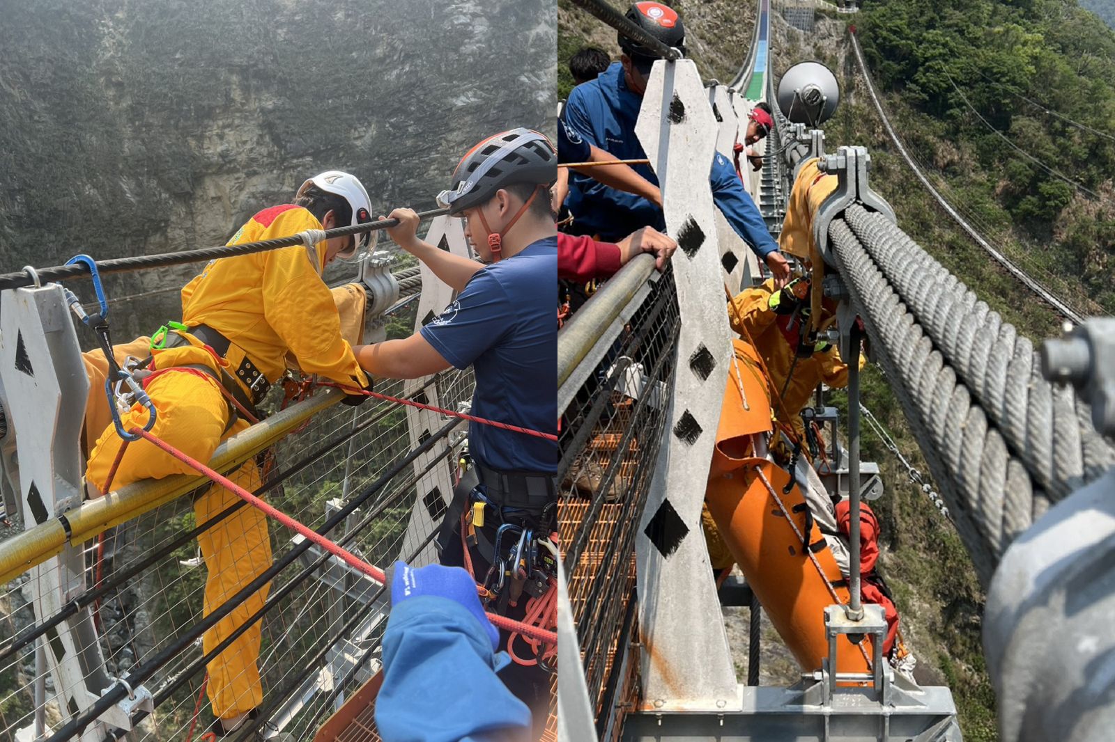 百米深谷搶救畫面曝光！男子墜落雙龍吊橋溪床　警消冒險垂降搏命拉回遺體