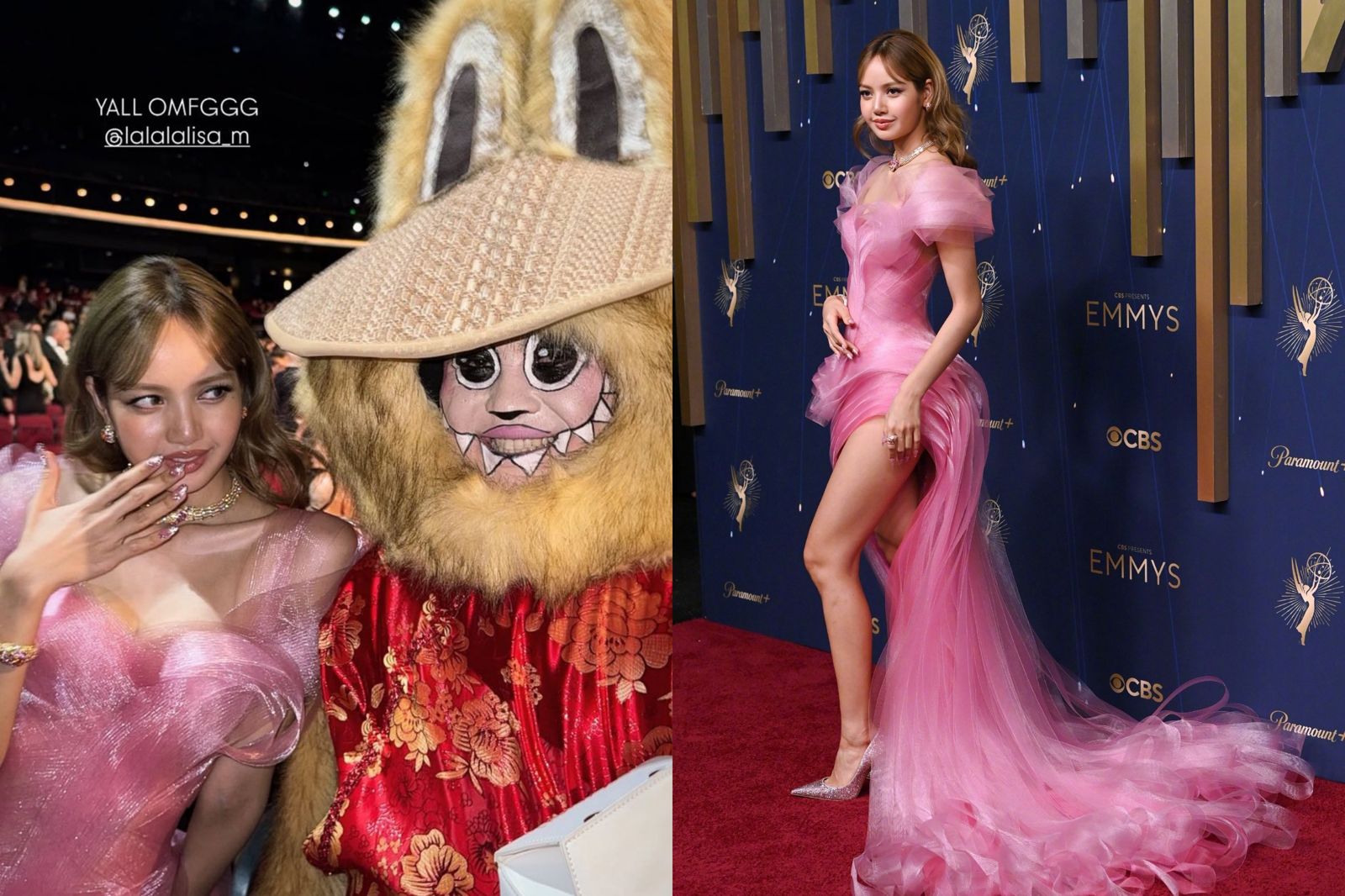 Lisa大露美腿仙氣降臨艾美獎　超巨Labubu搶合照