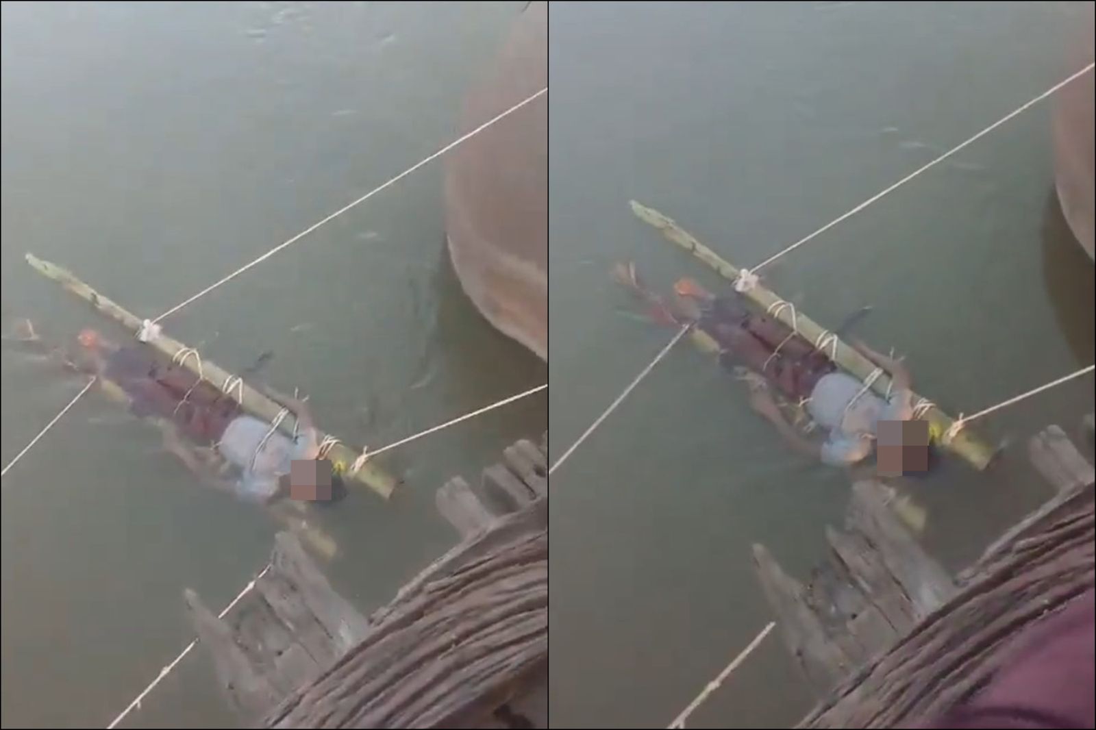 少年被泡在恆河水中。圖/翻攝自X/@BanCheneProduct