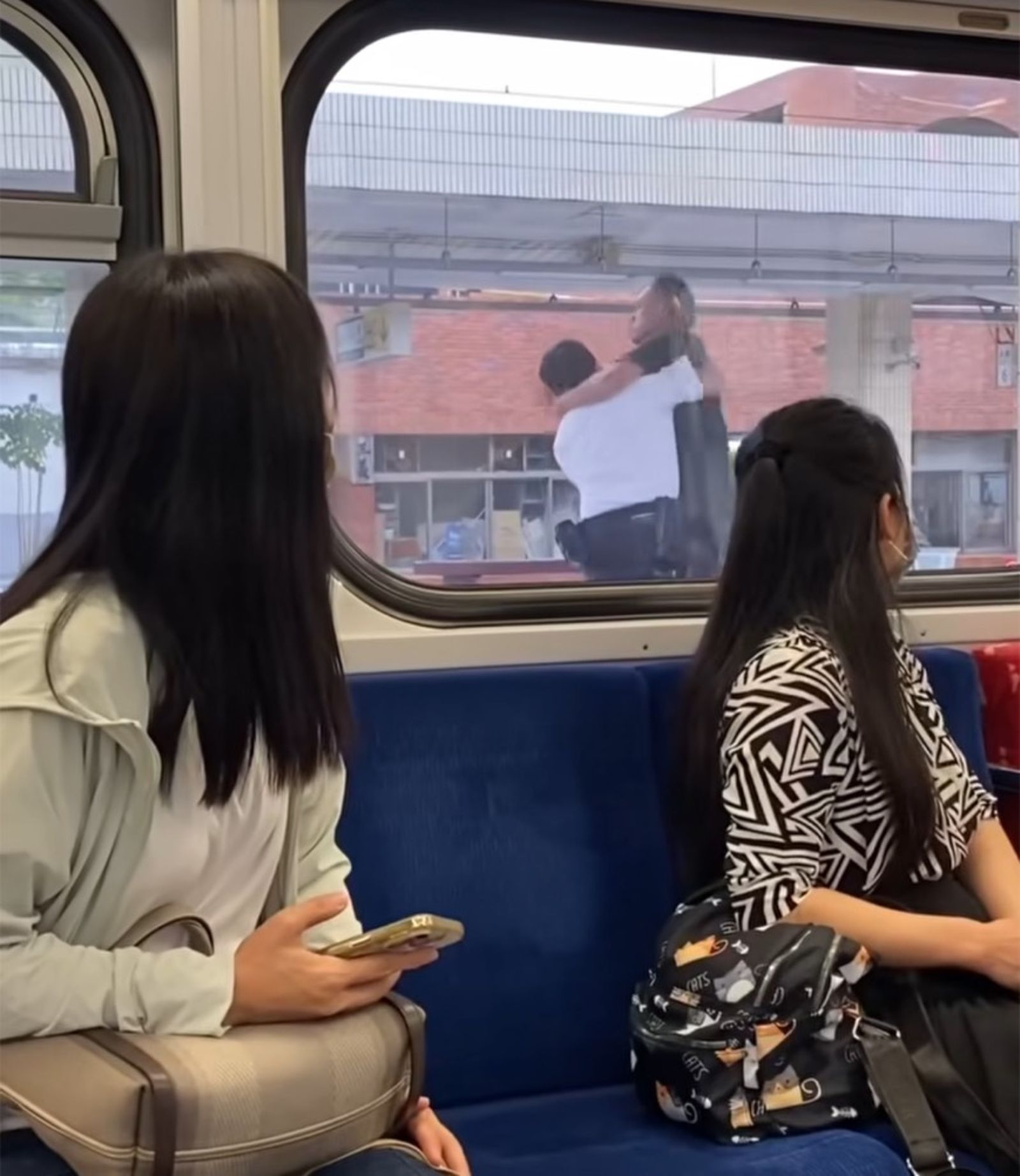 酒醉旅客先是推擠列車長,後來甚至勒住車長。取自臉書粉絲專頁「台灣便當管理局附屬鐵路部」