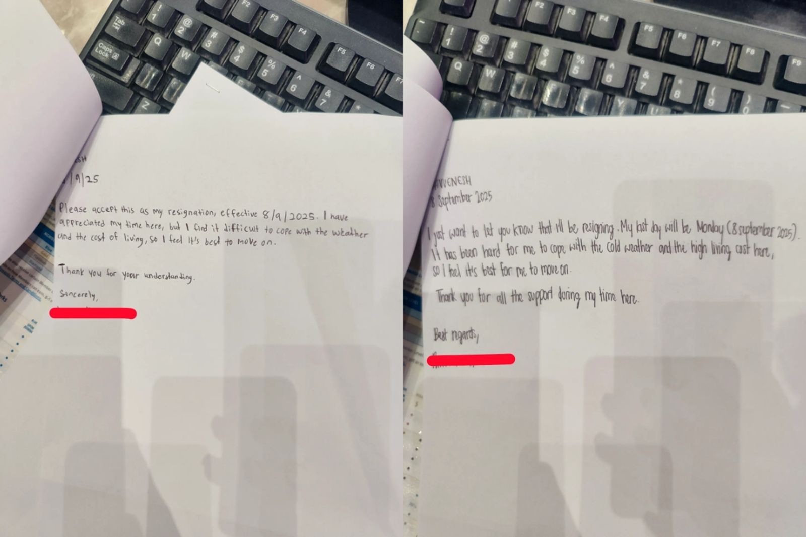 Z世代手寫辭職信爆紅！老闆曝「離職理由」網看傻…上班第1天「上廁所後消失了」
