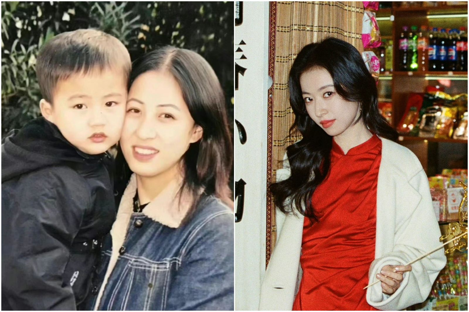張凌赫（左起）童年照被挖，媽媽被發現神似周雨彤。翻攝自微博