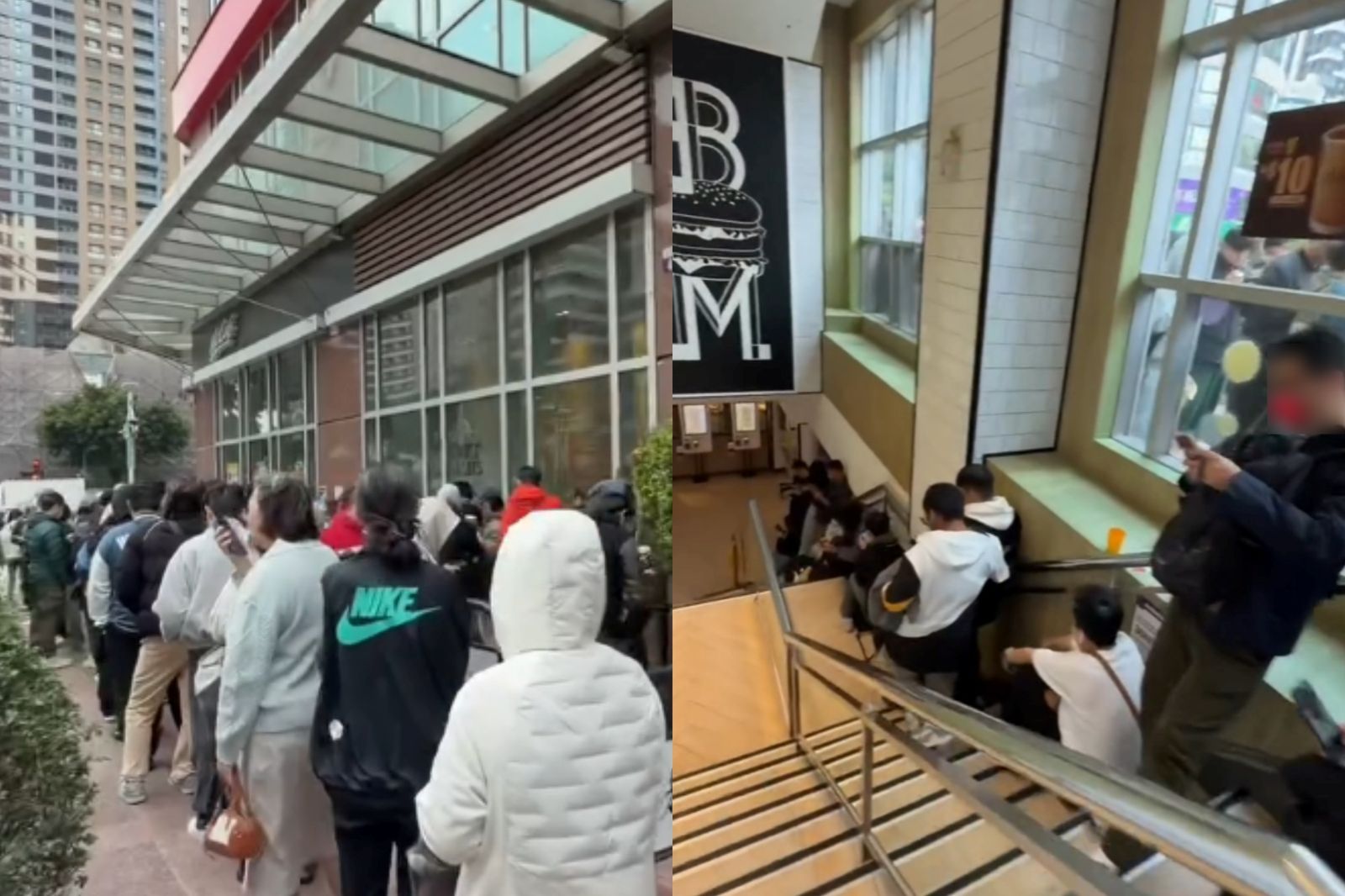 粉專「兩個男孩日常食記」拍下麥當勞台中中港四門市排隊畫面，直呼10點30分開賣，「現在還沒10點，台中這人潮也太扯」。圖／翻攝自Threads@twoboysfoods