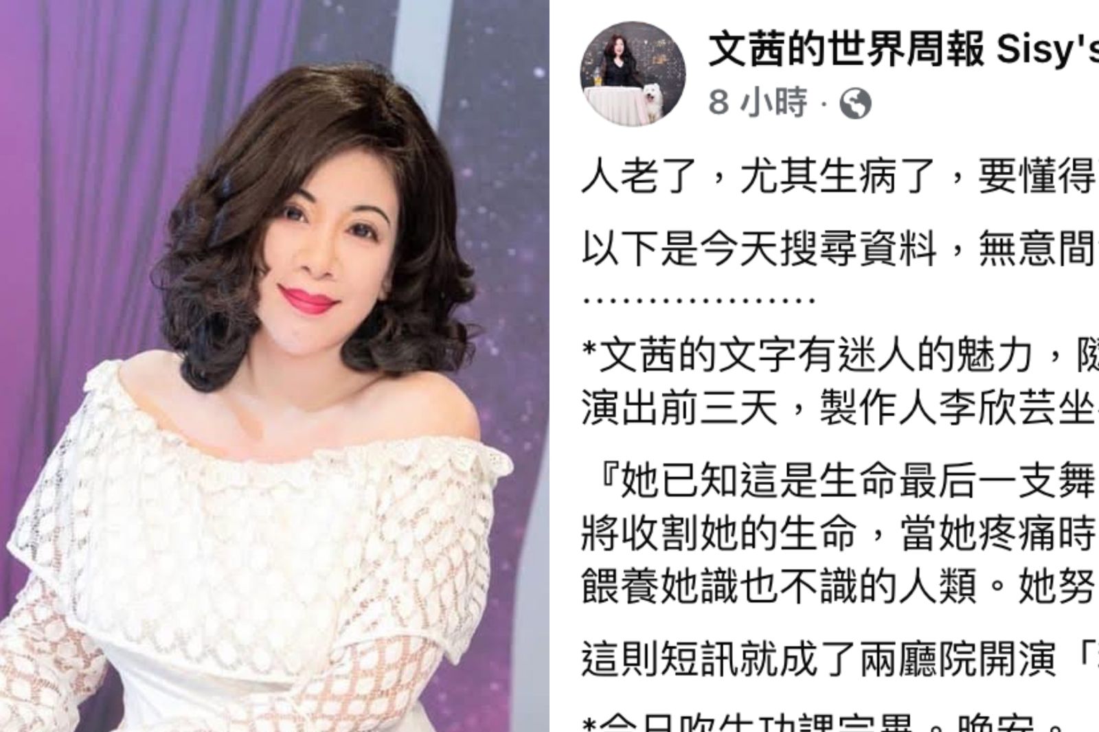 陳文茜「肝臟切片」住院5日　「藥物過敏」連嗓子都啞了