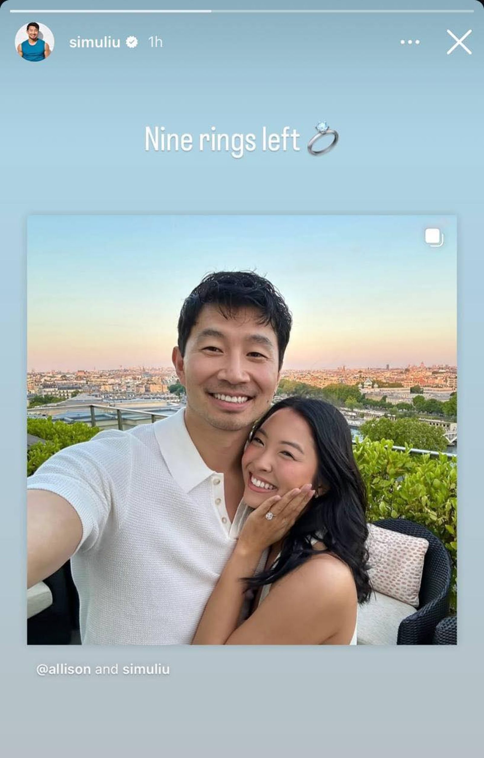 劉思慕幽默發文說自己還剩9環。翻攝Instagram @simuliu