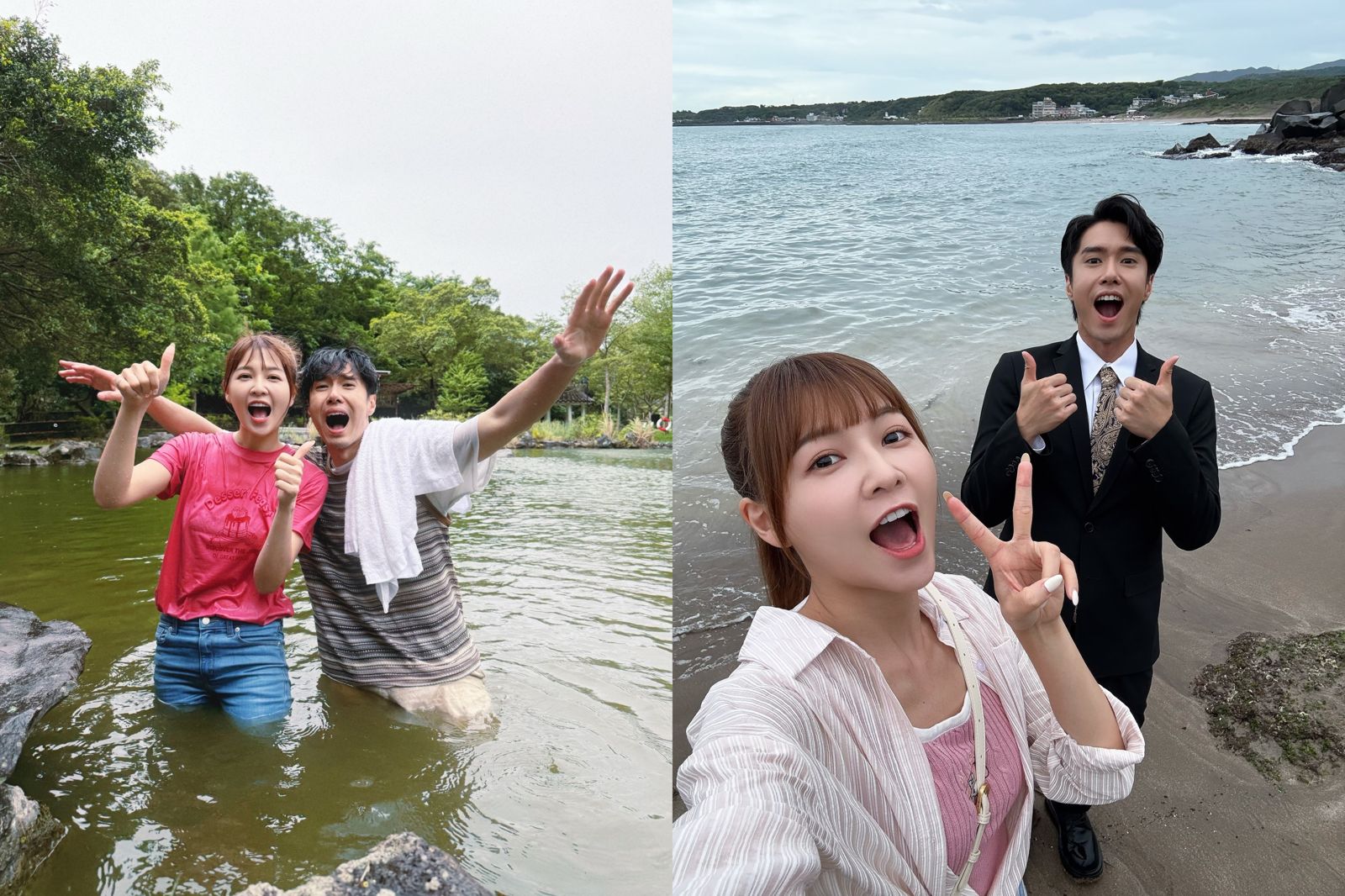 颱風才過境就衝海邊拍戲 謝京穎笑喊:像在拍整人節目