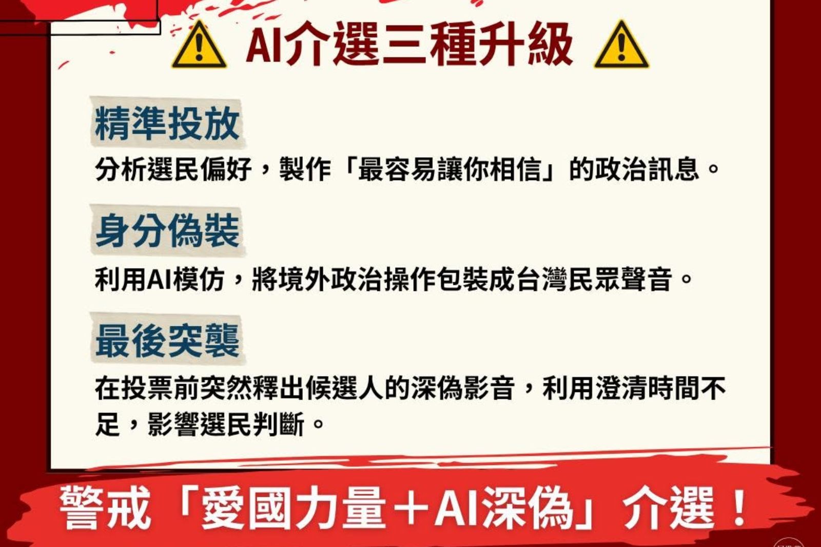 民進黨才喊戒備AI介選!他加碼驚爆中共「5大戰線全開」:已滲透台灣逾30年