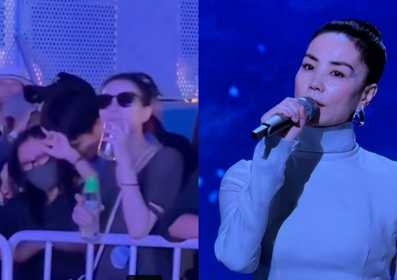 女歌手音樂節遭伸鹹豬手！男閨蜜不顧王菲在場「埋頸環抱」　她當場掙脫怒比中指