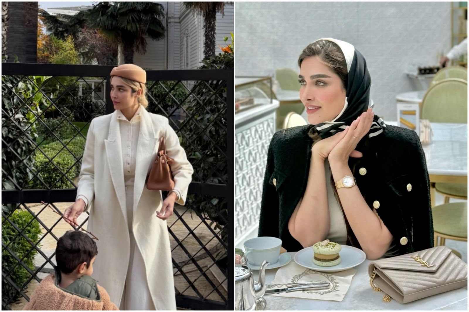 伊朗前駐丹麥大使兒子妻子阿納希德．侯賽尼 (Anashid Hoseini）在社群分享日常生活，其中一身精品、昂貴服飾引發伊朗百姓不滿。圖／翻攝自IG@Sasha sobhani