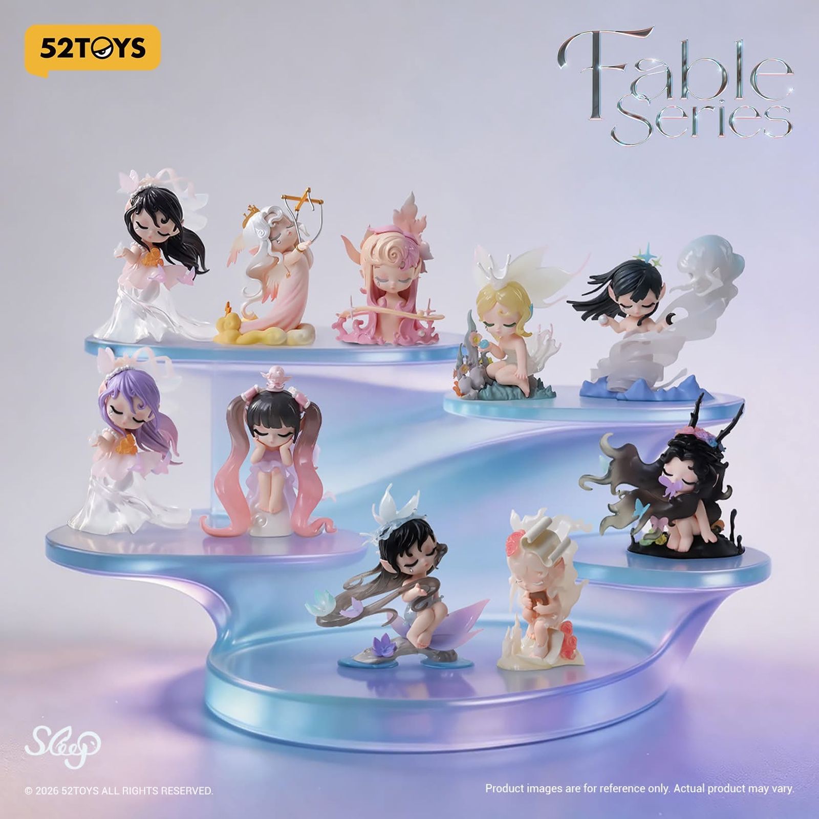 《Sleep寓言系列》盲盒以愛情、自由與束縛等情感主題塑造角色。（52TOYS供圖）