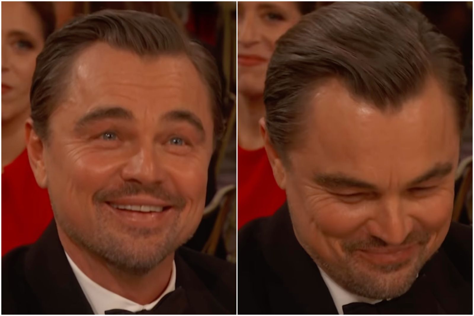 李奧納多被酸感情露出尷尬笑容。翻攝IG @goldenglobes