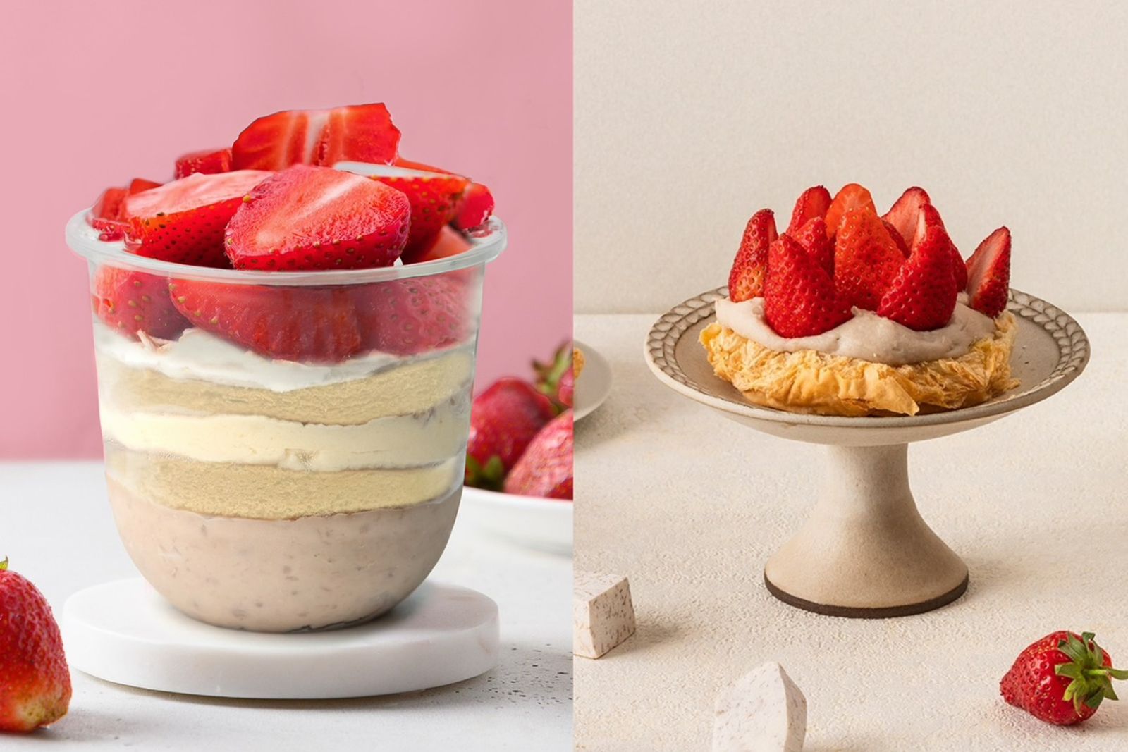 草莓控尖叫！食芋堂現做草莓杯杯、花心泡芙甜到心花開