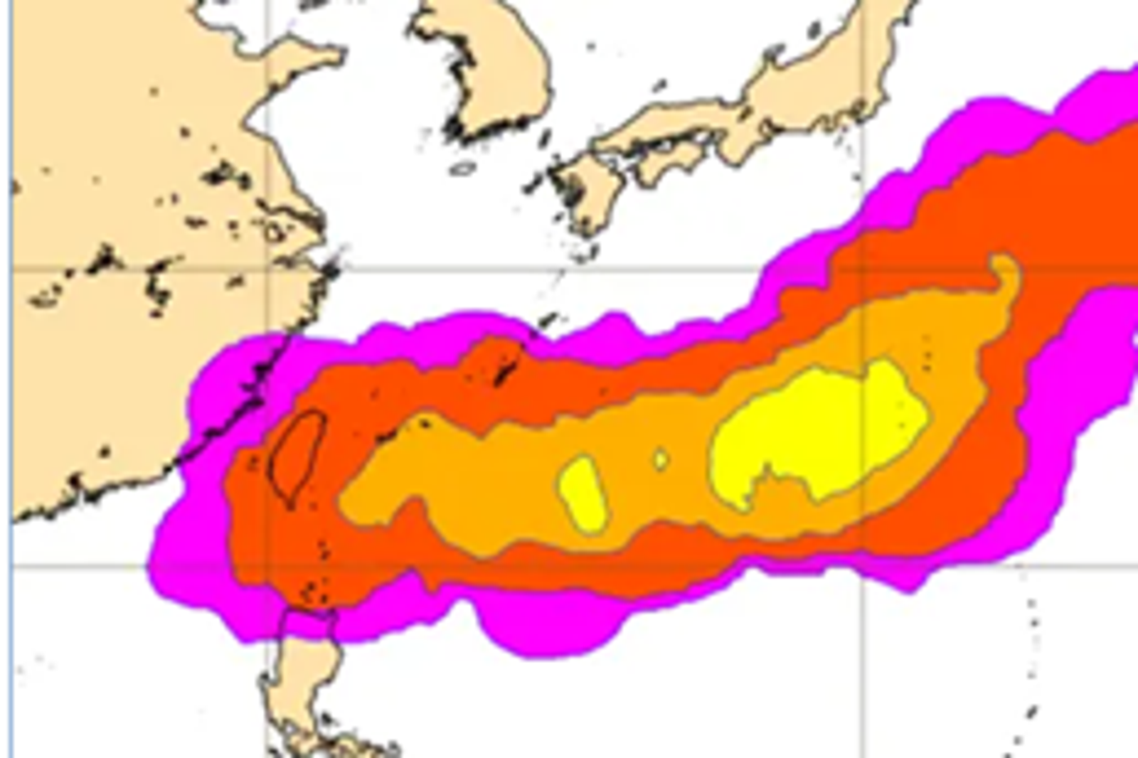 吳德榮指出，大約下半週起在關島北方及琉球南方，先後有「輕颱」發展成形。圖／翻攝自氣象應用推廣基金會