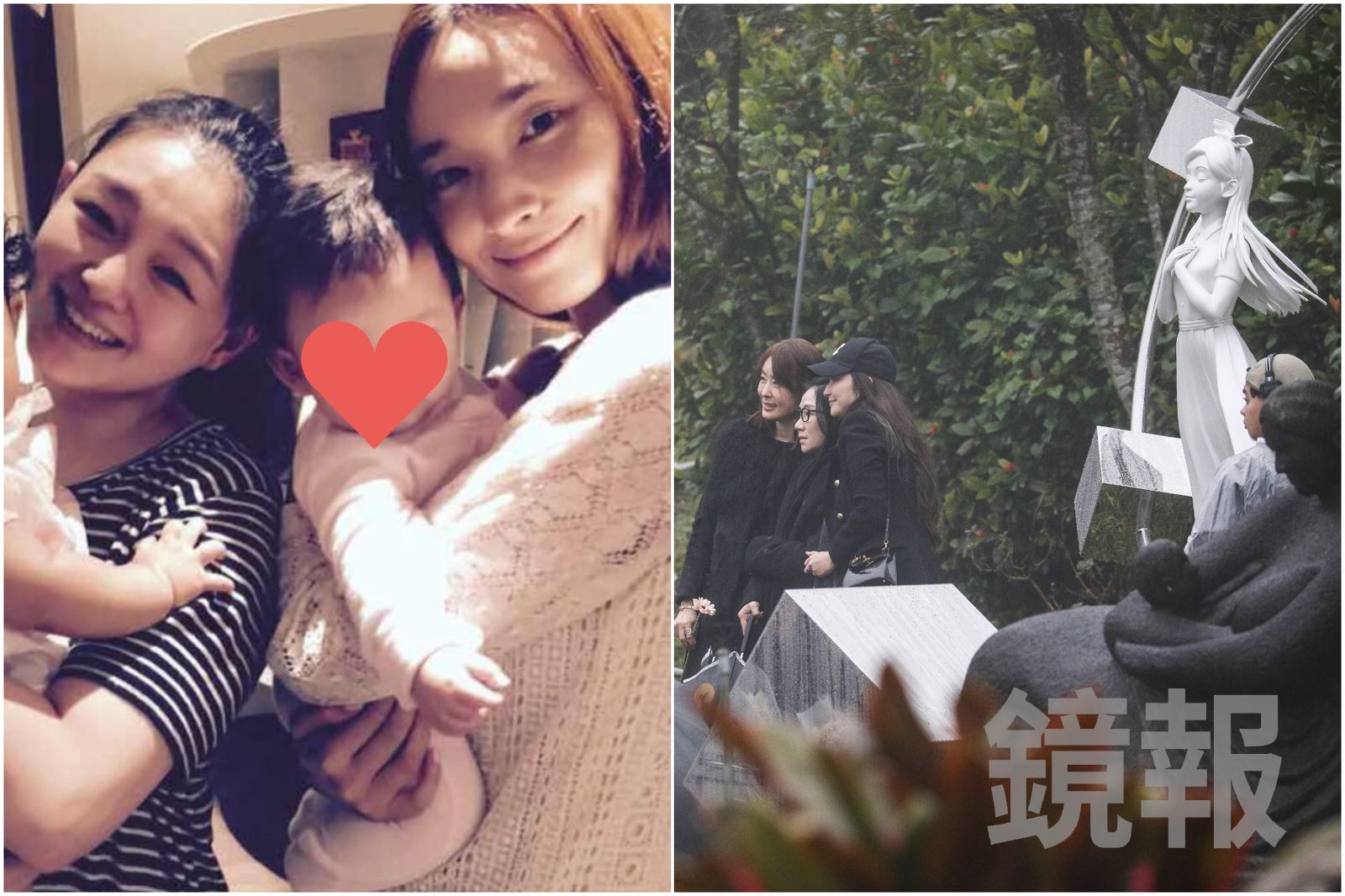 吳佩慈（右起）現身大S墓園紀念雕像揭幕儀式，與陶晶瑩、賈永婕合照。鄒保祥攝、翻攝IG @pace_wu