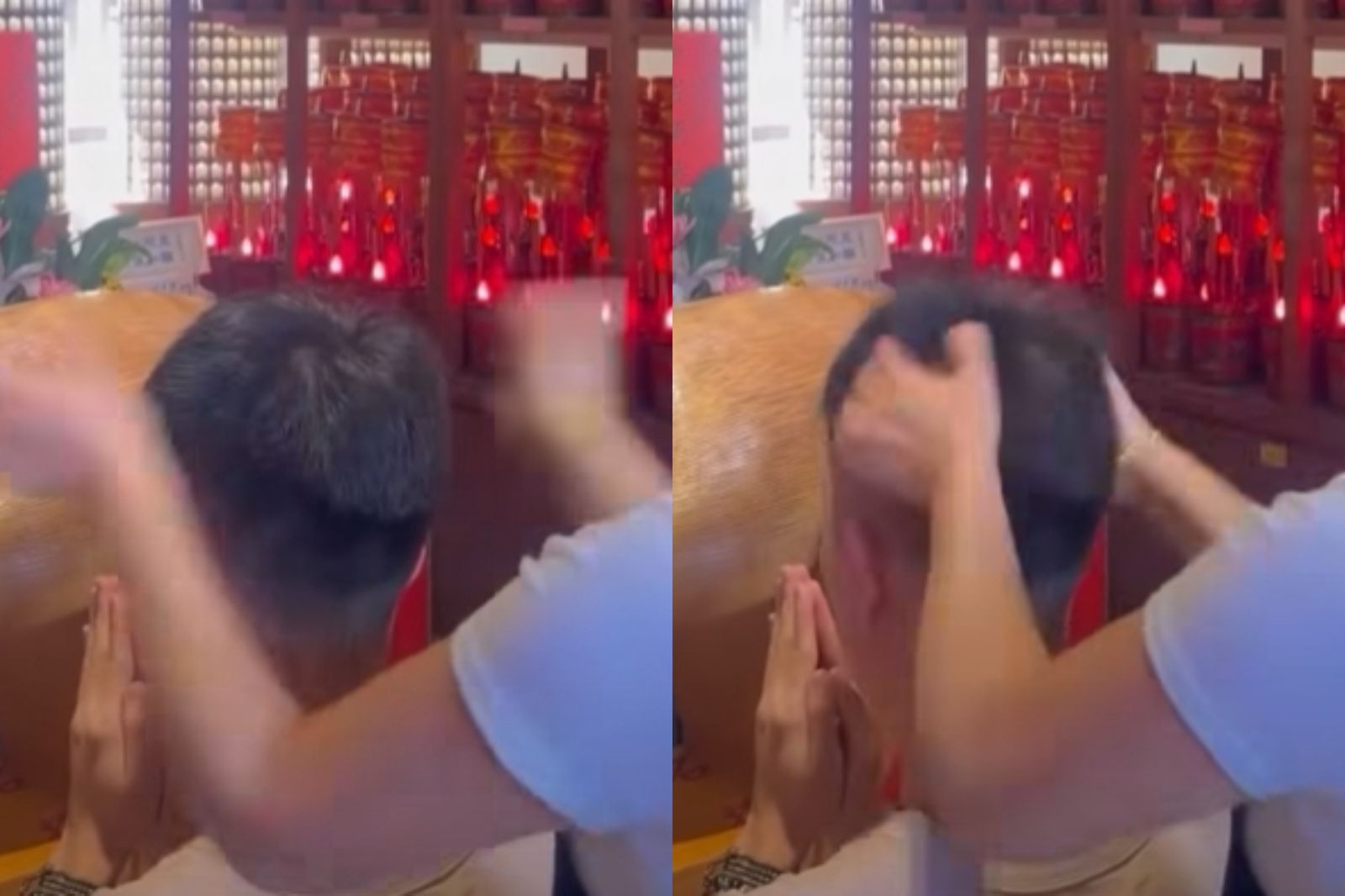 文昌帝君開智慧「一巴就通」!她狂拍考生腦門 全場傻眼:送台大了