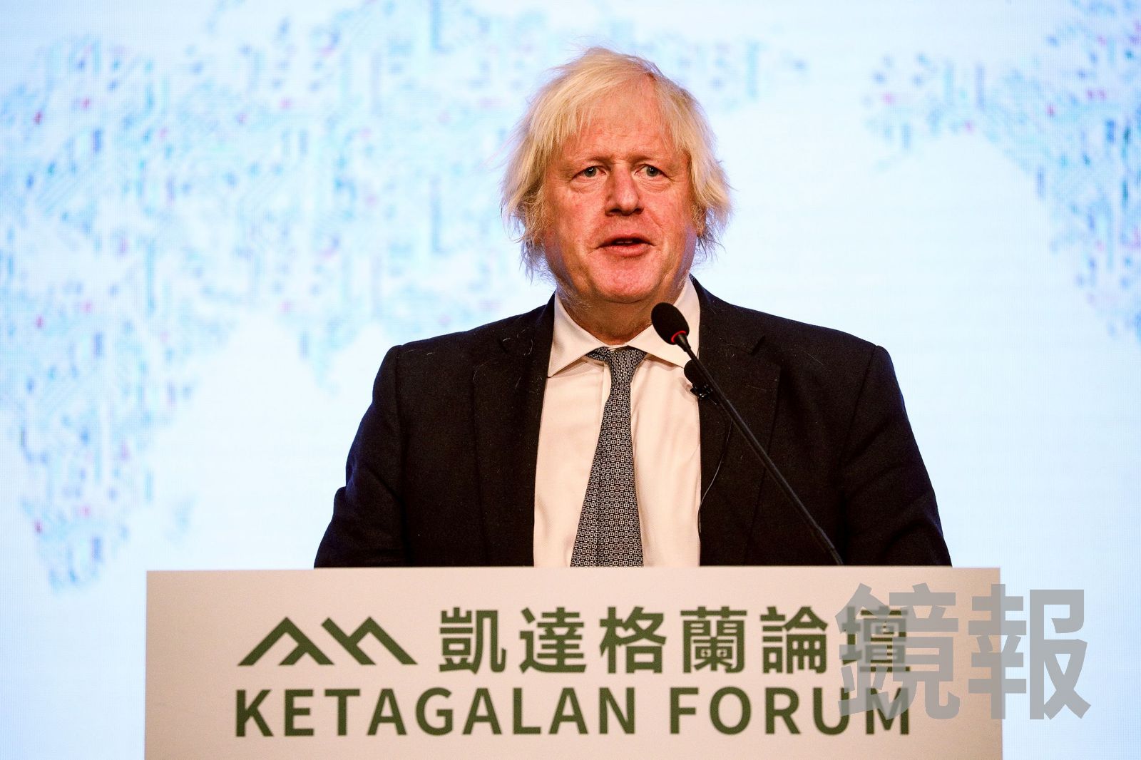 英國前首相強生今（5日）應邀參加「凱達格蘭論壇：2025印太安全對話」。（圖／鄒保祥攝）