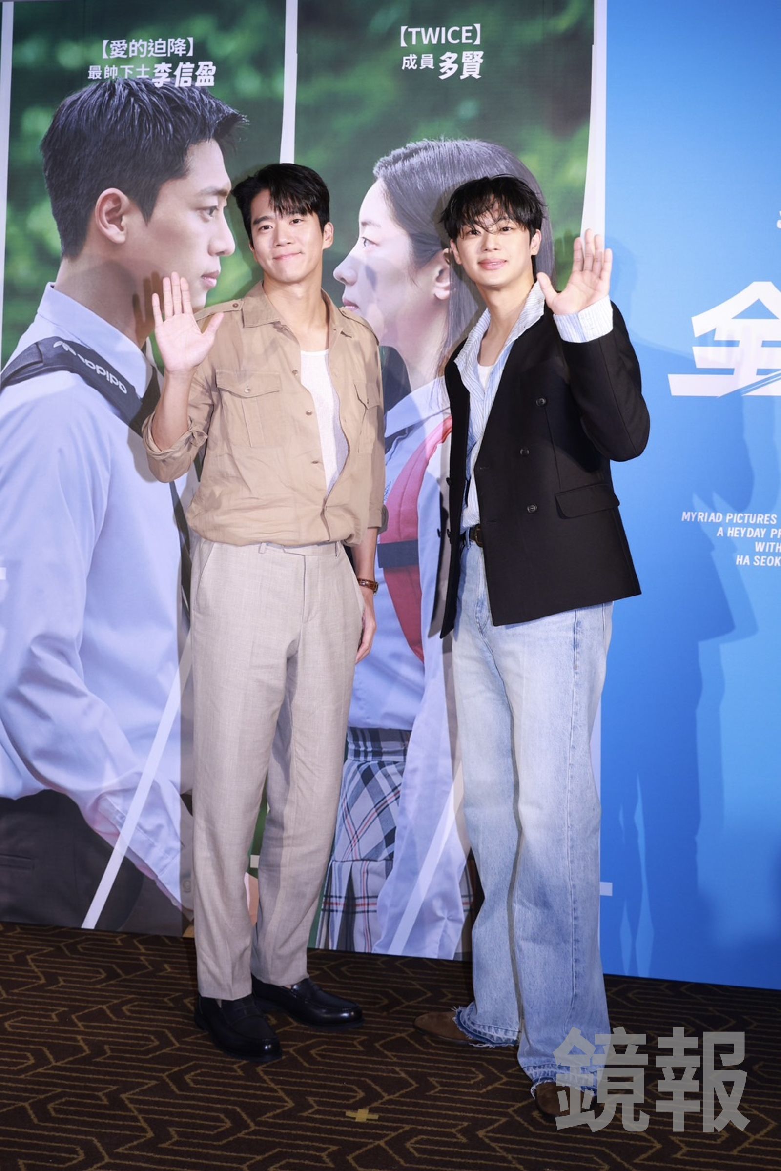 河錫辰(左)與李信盈來台宣傳《全力奔跑》,該片在台熱映中。劉耀勻攝