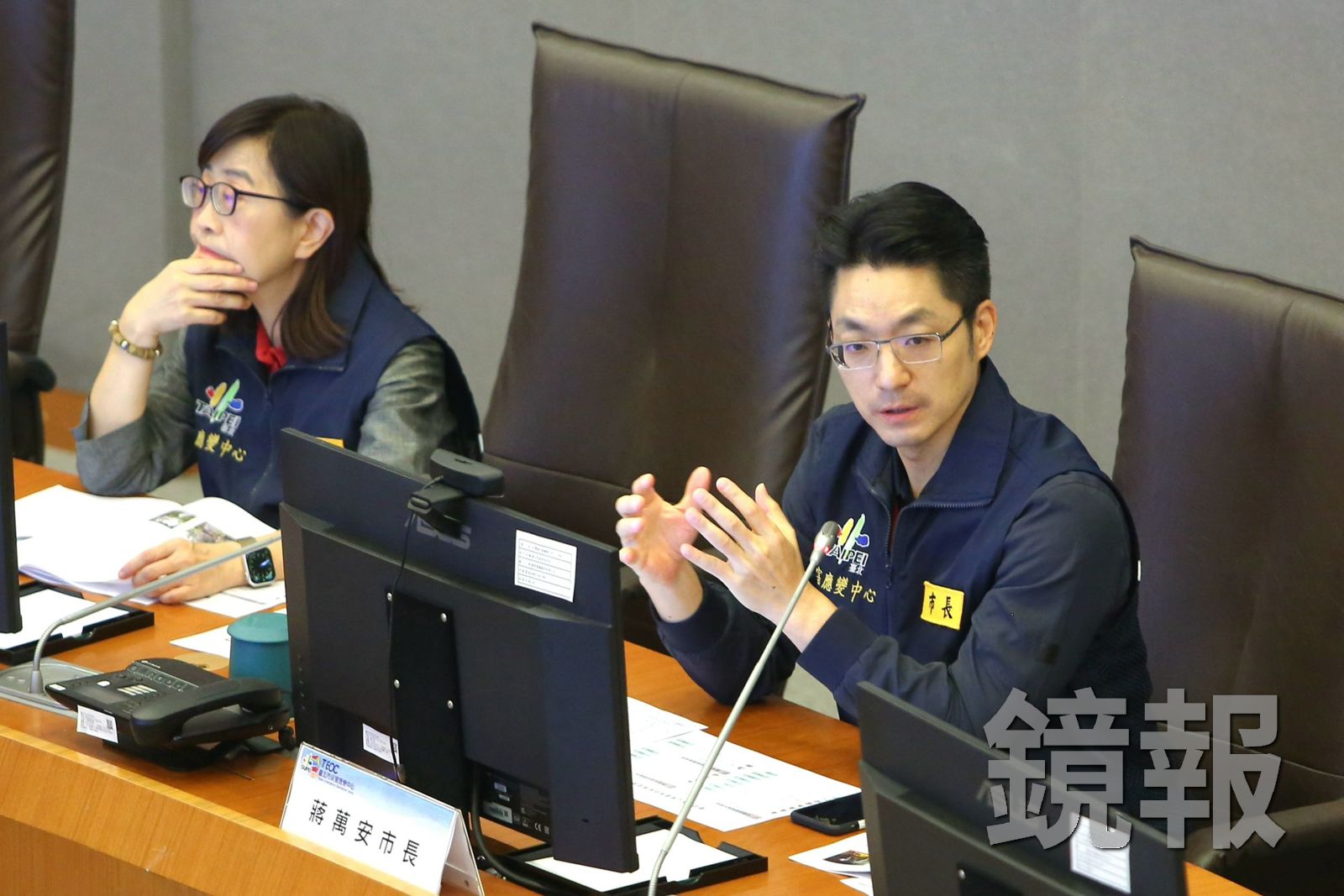 蔣萬安今赴災後復原中心,出席第一次工作會報。攝影姜永年